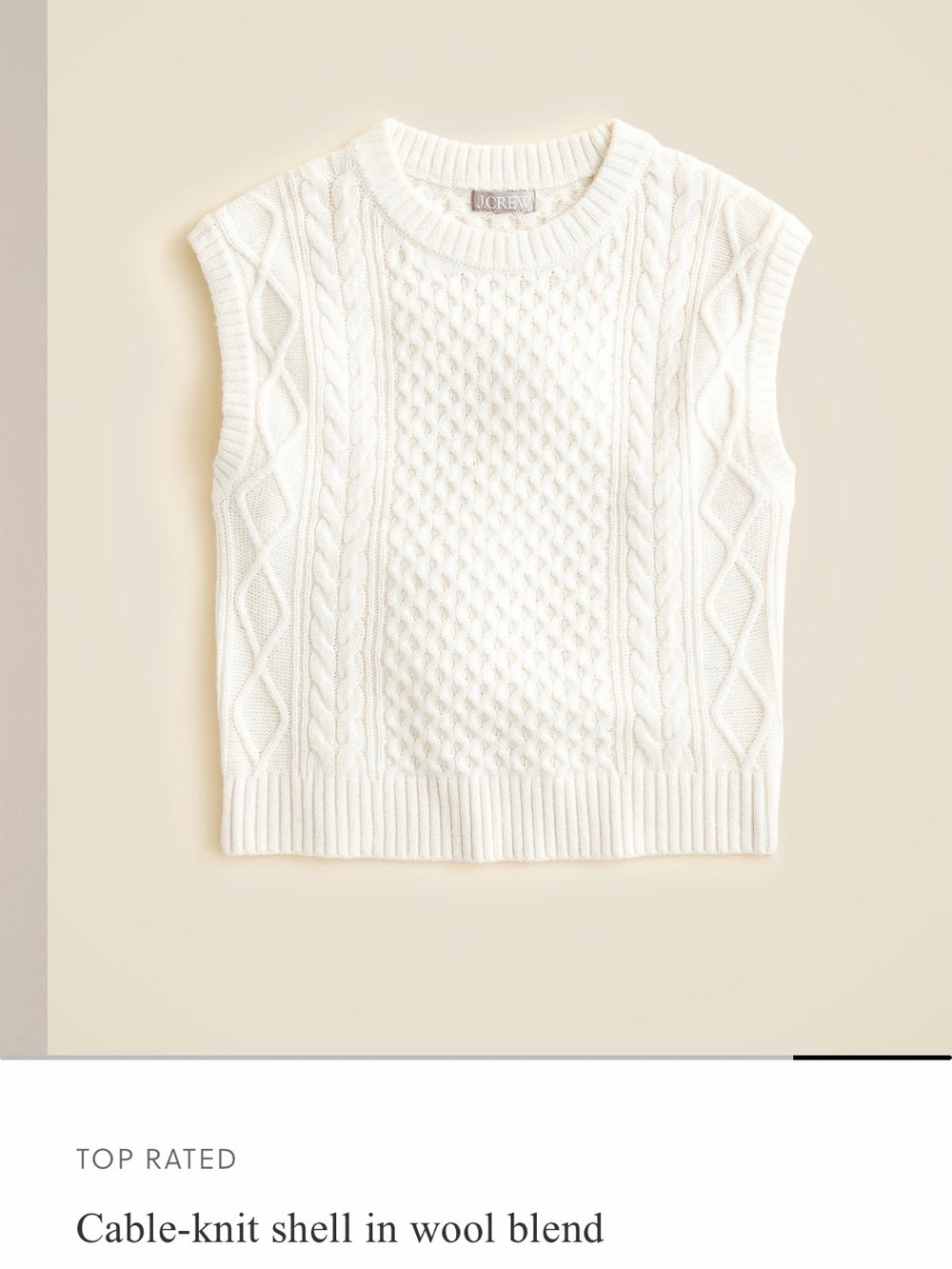J. Crew Ivory Cable Knit Shell Sweater